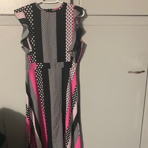 Stylish Black and Pink Patterned Dress